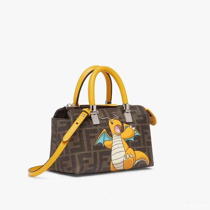 Affordable Yellow Brown Boston Dragon Pokmon Fabric Fendi Mini FF Way Motif The By Bag In 0722